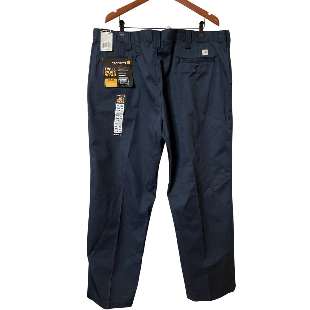 Carhartt B290 NVY Mens Relaxed Fit Twill Work Pants Navy Blue 44x32 NWT